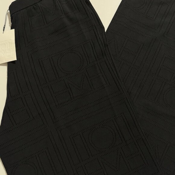 Totême Monogram Pointelle Knit Wide Leg Trousers Black M NWT - Picture 9 of 9